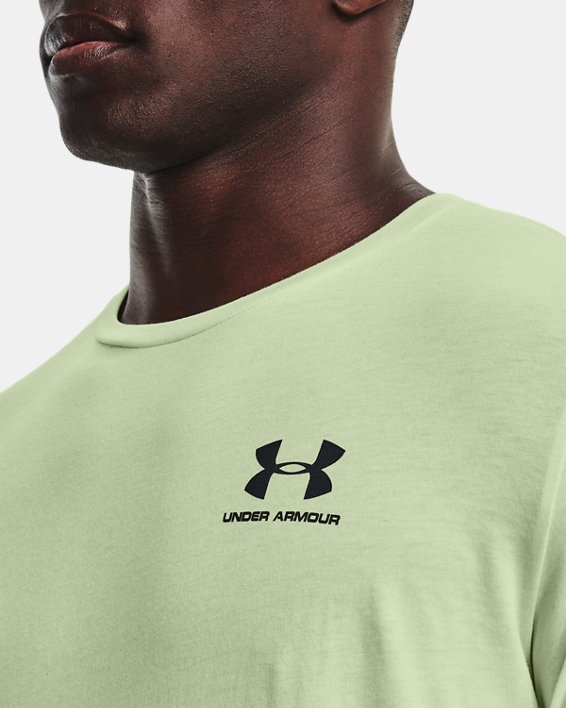 남성 UA 스포츠스타일 레프트 체스트 반팔 티셔츠 in Green image number 3